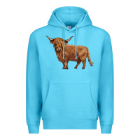 Ocean Blue highland cow Premium Hoodie - BarkalooDesign
