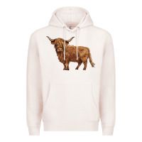 Pale Pink highland cow Premium Hoodie - BarkalooDesign