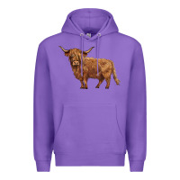 Purple highland cow Premium Hoodie - BarkalooDesign