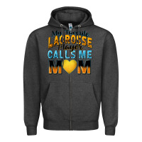 Charcoal Heather my favorite lacrosse player calls me mom Zipper Hoodie - Zillion Design Studio