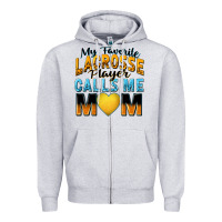Heather Grey my favorite lacrosse player calls me mom Zipper Hoodie - Zillion Design Studio