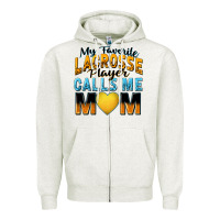 Oatmeal Heather my favorite lacrosse player calls me mom Zipper Hoodie - Zillion Design Studio