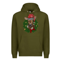 Army Green christmas wreath baby calf Premium Hoodie - BarkalooDesign