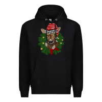 Black christmas wreath baby calf Premium Hoodie - BarkalooDesign