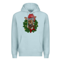 Blue Mist christmas wreath baby calf Premium Hoodie - BarkalooDesign