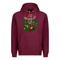 Burgundy christmas wreath baby calf Premium Hoodie - BarkalooDesign