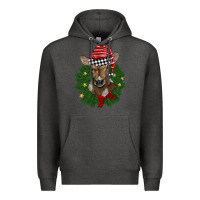 Charcoal Heather christmas wreath baby calf Premium Hoodie - BarkalooDesign