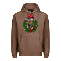 Chestnut christmas wreath baby calf Premium Hoodie - BarkalooDesign