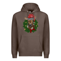 Coffee christmas wreath baby calf Premium Hoodie - BarkalooDesign