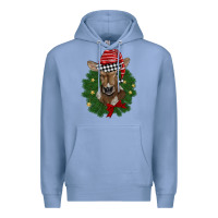 Colony Blue christmas wreath baby calf Premium Hoodie - BarkalooDesign