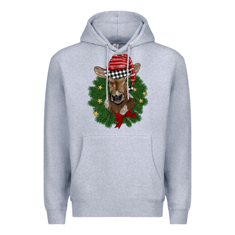 Christmas Wreath Baby Calf Premium Hoodie by BarkalooDesign | Teevron