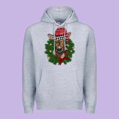 Christmas Wreath Baby Calf Premium Hoodie Designed By Barkaloodesign