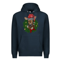 Navy christmas wreath baby calf Premium Hoodie - BarkalooDesign