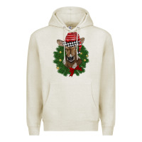 Oatmeal Heather christmas wreath baby calf Premium Hoodie - BarkalooDesign