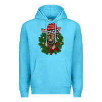 Ocean Blue christmas wreath baby calf Premium Hoodie - BarkalooDesign