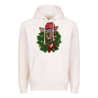 Pale Pink christmas wreath baby calf Premium Hoodie - BarkalooDesign