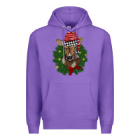 Purple christmas wreath baby calf Premium Hoodie - BarkalooDesign