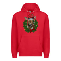 Red christmas wreath baby calf Premium Hoodie - BarkalooDesign