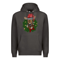 Smoke christmas wreath baby calf Premium Hoodie - BarkalooDesign