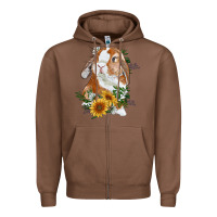 Chestnut Bunny With Sunflowers Zipper Hoodie - RanaPortraitStore