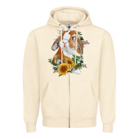 Sandshell Bunny With Sunflowers Zipper Hoodie - RanaPortraitStore