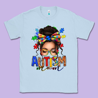 Autism Mom Afro Messy Bun (1) Classic Tee Designed By Texasbilliewilder