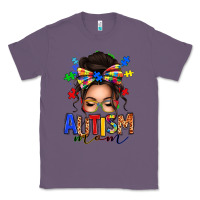 Lavender autism mom afro messy bun (1) Classic Tee - texasbilliewilder