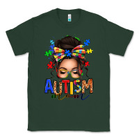 Sports Green autism mom afro messy bun (1) Classic Tee - texasbilliewilder