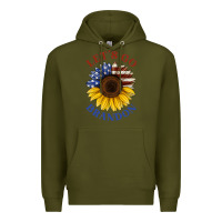 Army Green American flag sunflower Premium Hoodie - Jasminsmagicworld