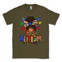 Army Green autism mom afro messy bun Classic Tee - texasbilliewilder