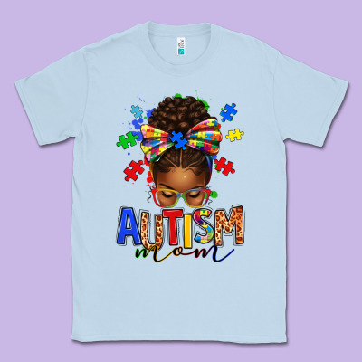 Autism Mom Afro Messy Bun Classic Tee Designed By Texasbilliewilder