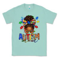 Seafoam autism mom afro messy bun Classic Tee - texasbilliewilder