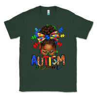 Sports Green autism mom afro messy bun Classic Tee - texasbilliewilder