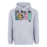 Heather Grey Oh how he loves us Heavyweight Hoodie - Neo Western