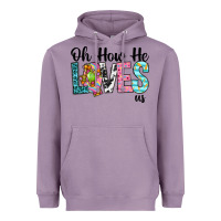 Lavender Oh how he loves us Heavyweight Hoodie - Neo Western