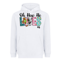 White Oh how he loves us Heavyweight Hoodie - Neo Western