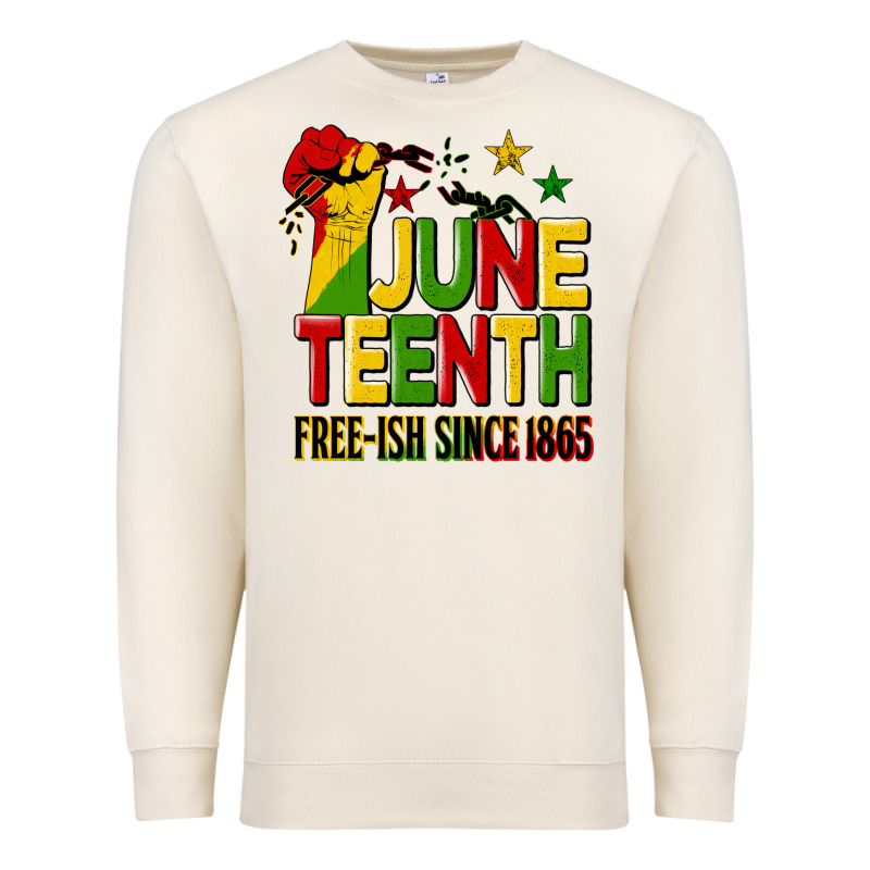 Juneteenth Fist Free Ish Since 1865 Premium Sweatshirt by HRA Design Shop | Teevron
