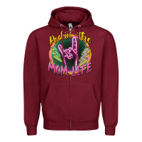 Burgundy rockin' the mom life Zipper Hoodie - Zillion Design Studio