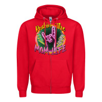 Red rockin' the mom life Zipper Hoodie - Zillion Design Studio