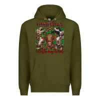 Army Green christmas with my herd cows Premium Hoodie - BarkalooDesign