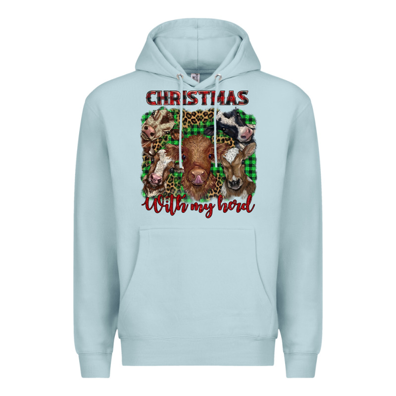 Christmas With My Herd Cows Premium Hoodie by BarkalooDesign | Teevron