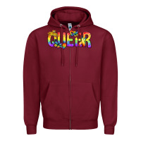 Burgundy queer pride lgbtq Zipper Hoodie - texasbilliewilder