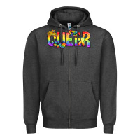 Charcoal Heather queer pride lgbtq Zipper Hoodie - texasbilliewilder