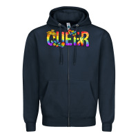 Navy queer pride lgbtq Zipper Hoodie - texasbilliewilder