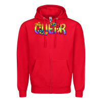 Red queer pride lgbtq Zipper Hoodie - texasbilliewilder