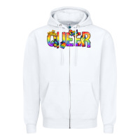 White queer pride lgbtq Zipper Hoodie - texasbilliewilder