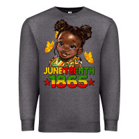 Charcoal Heather juneteenth 1865 afro girl Premium Sweatshirt - HRA Design Shop