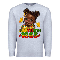 Heather Grey juneteenth 1865 afro girl Premium Sweatshirt - HRA Design Shop