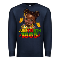 Navy juneteenth 1865 afro girl Premium Sweatshirt - HRA Design Shop