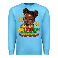 Ocean Blue juneteenth 1865 afro girl Premium Sweatshirt - HRA Design Shop